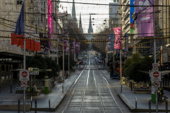 Melbourne's deserted CBD during the lockdown.