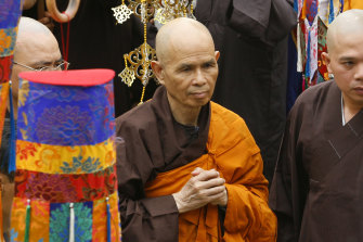 Thich Nhat Hanh attends a great chanting ceremony in Ho Chi Minh City in 2007.
