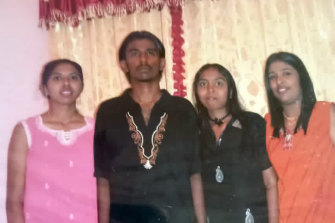 Nagaenthran Dharmalingam (second  from left) with his elder sister Sharmila (right) and two other relatives.