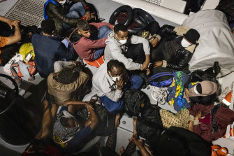 Migrants are rescued by the Turkish coast guard near Dikili, Turkey, in the Aegean Sea. Frustrated by more than a year of picking up people they say Greece has illegally pushed out, Turkish officials invited journalists to witness rescues firsthand. 