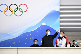 Chinese President Xi Jinping at the National Speed Skating Oval in Beijing a month before the start of the Winter Olympics.