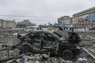 After manybuildings in Kharkiv had been reduced to rubble, Ukrainian presidential adviser said it had become “the Stalingrad of the 21st century”.