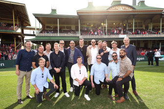 Goodes was among the 2012 Swans premiership players who had a reunion at the SCG on Saturday. 