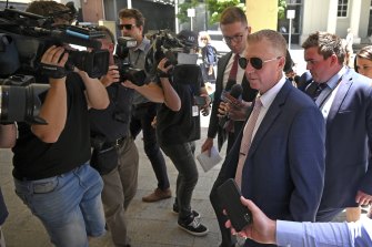 Independent MP James Hayward leaves the Perth Magistrates Court. 