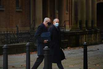 Chris Dawson (right) outside the NSW Supreme Court this week.