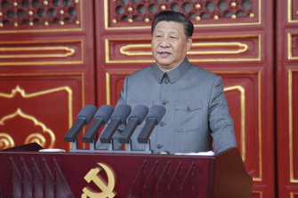Xi Jinping at the CCP's hundredth anniversary in July. 