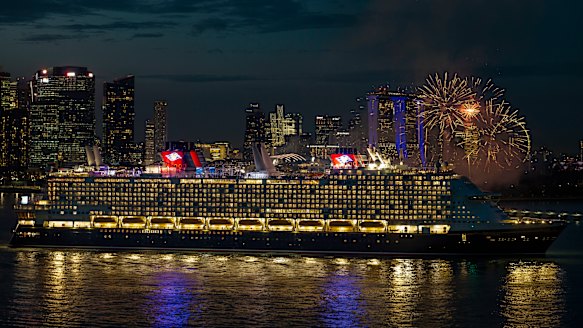 Fireworks celebrate Disney Adventure’s arrival in Singapore earlier this week. The ship is the 11th biggest in the world by gross tonnage.