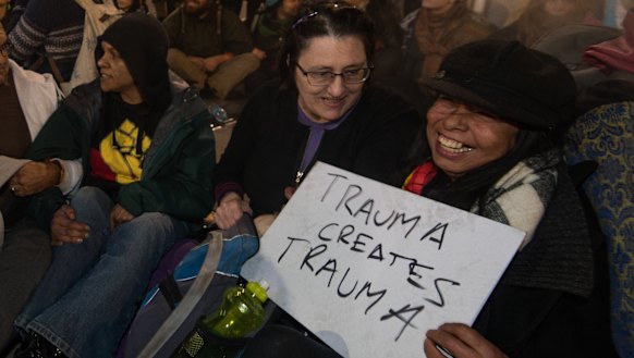 Tanya Day (far right) at the Melbourne protest against Don Dale youth detention centre.