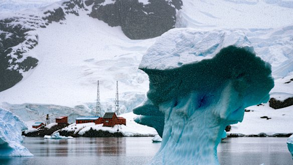 An iceberg drifts past Argentina's Brown Station. 