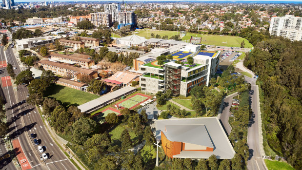 An artist’s impression of a vertical primary school planned for Westmead.