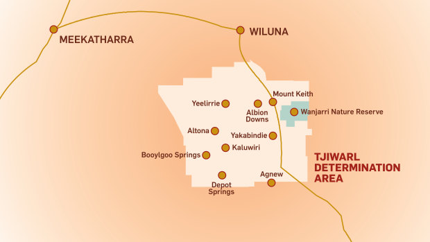 The Tjiwarl determination area just south of Wiluna in WA.