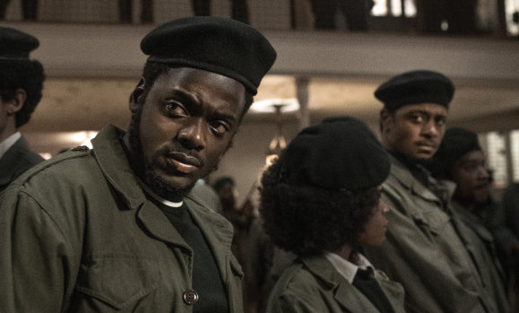 Daniel Kaluuya as “Chairman Fred” Hampton (left) is watched by LaKeith Stanfield as FBI informer William O’Neal in Judas and the Black Messiah.