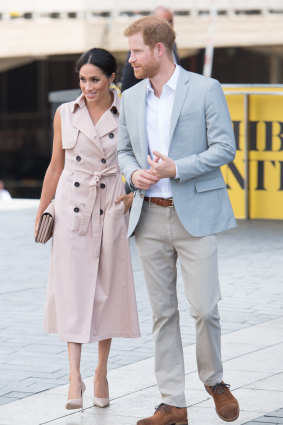 The Duke and Duchess of Sussex visit the Nelson Mandela Centenary Exhibition at the Southbank Centre in London on July 17.
