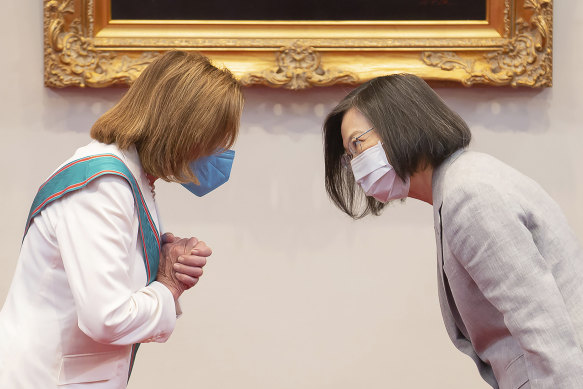 Nancy Pelosi and Taiwanese President Tsai Ing-wen during their meeting in Taipei.