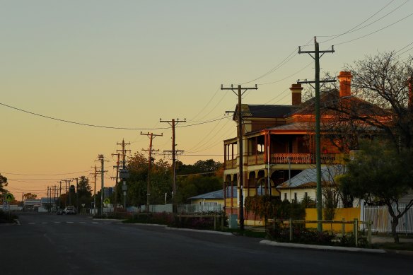 The empty streets of Bourke as people stay at home to reduce the spread of the Delta strain. 