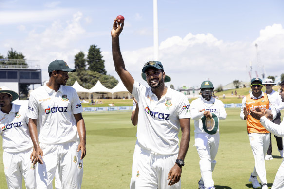 Ebadot Hossain after taking 6-46.