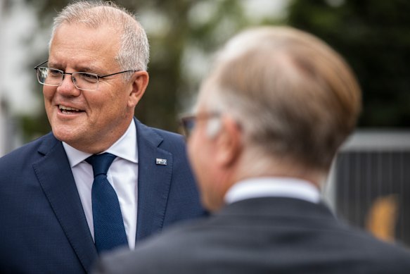 Scott Morrison in Melbourne on Friday at pharmaceutical firm CSL.