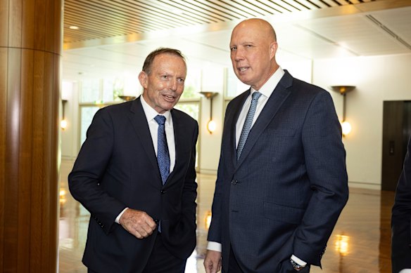 Former Prime Minister Tony Abbott and former opposition leader Peter Dutton.