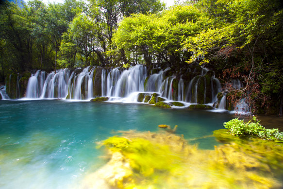 Waterfall at Jiuzhaigou, Sichuan.