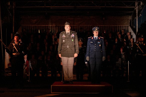 Donahue (left) at a Grand Tattoo ceremony before his retirement at Julius Leber Barracks in Berlin on August 20, 2026.