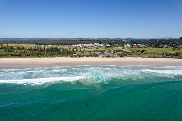 A bird’s eye view of the coastline at Skennars Head, between Ballina and Lennox – both suburbs presenting better opportunities to buy than its more expensive neighbour Byron Bay.