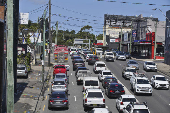 Traffic snarls on Parramatta Road. 