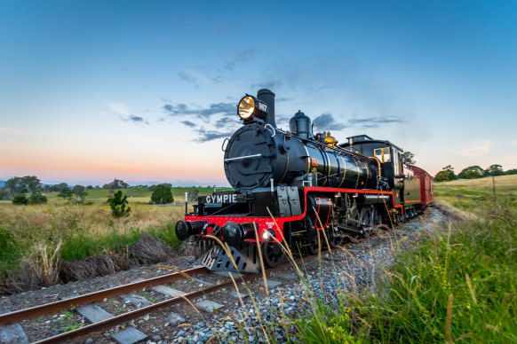 Restored vintage steam train, The Mary Valley Rattler.