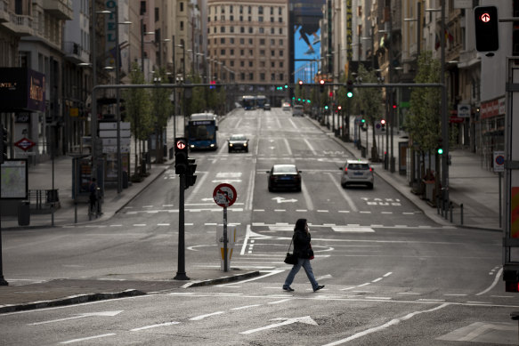 The silent streets of Madrid.