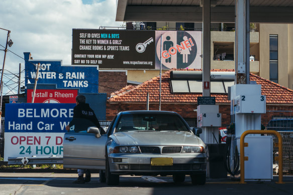 A crowdfunded billboard in Belmore pushes the idea of biological sex being more important than gender identity.