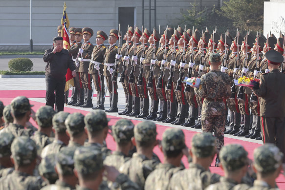 North Korean leader Kim Jong Un visits the headquarters of the North Korean People’s Army’s 2nd Corps this month.