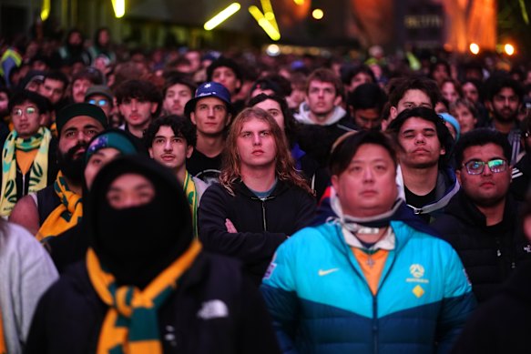 Fans at Fed Square after the loss.