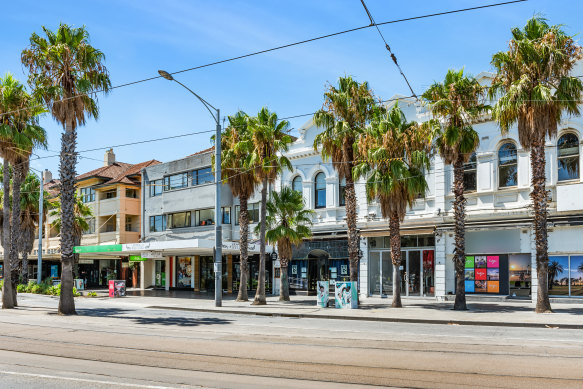 Three buildings at 7-15 Fitzroy Street in St Kilda are for sale.