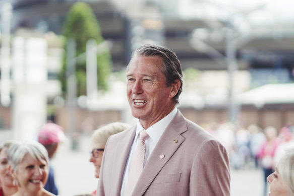 Glenn McGrath speaking before this year’s Pink Test. 