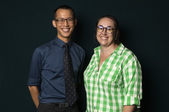 Eddie Woo and Kate Wilson. Wilson is undertaking the NSW government’s maths retraining program.