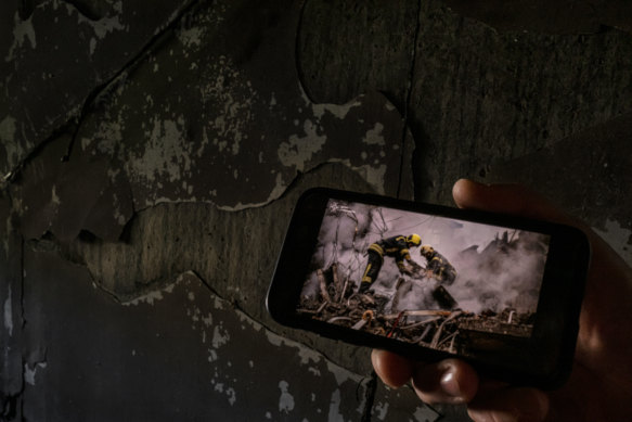 A photo of rescue officers responding to the attack.