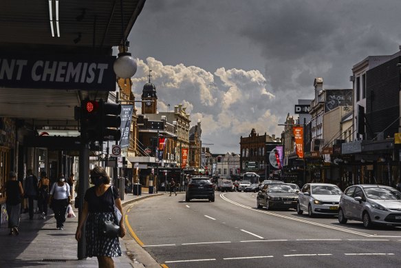 Clouds begin to mass over Newtown in Sydney's inner west on Tuesday afternoon.