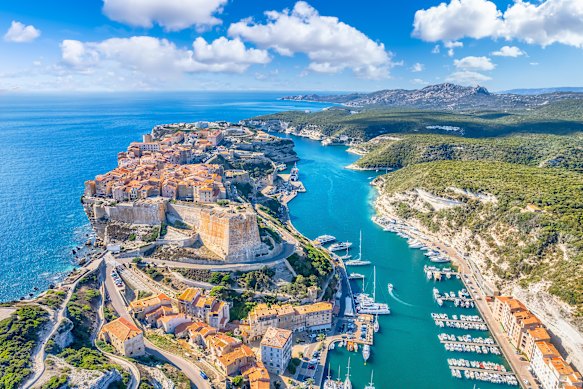 An aerial view of Bonifacio in Corsica.