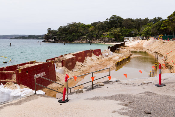 The abandoned worksite at Shark Beach in Nielsen Park.