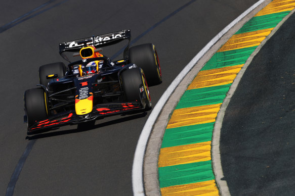Reigning F1 champion driver Max Verstappen careers around the Albert Park track on Friday.