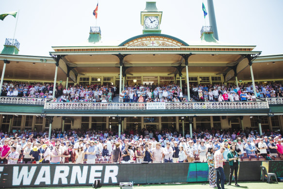 A packed SCG members’ stand during Australia’s Test against Pakistan in January.