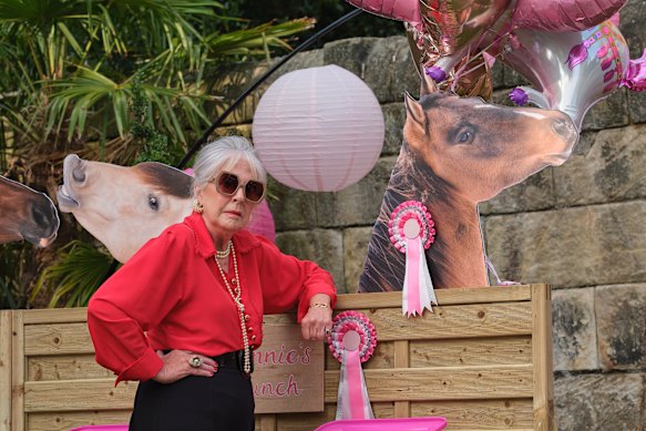 Penelope Wilton, pictured at her daughter’s equine-themed hen party, is Elliot’s grandmother in Dead Hot.