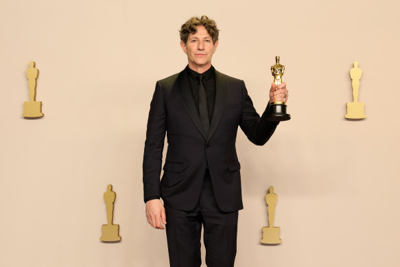 Director Jonathan Glazer winner of the Best International Feature for The Zone of Interest, poses in the press room during the 96th Annual Academy Awards.