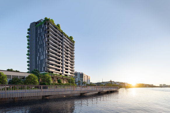 Industry Corp has applied to build a 14-storey tower at the mouth of Breakfast Creek.