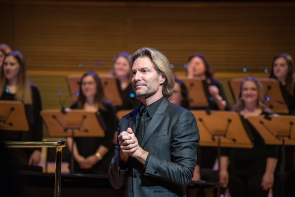 Choral composer Eric Whitacre at the world premiere of <i>The Sacred Veil</i>.