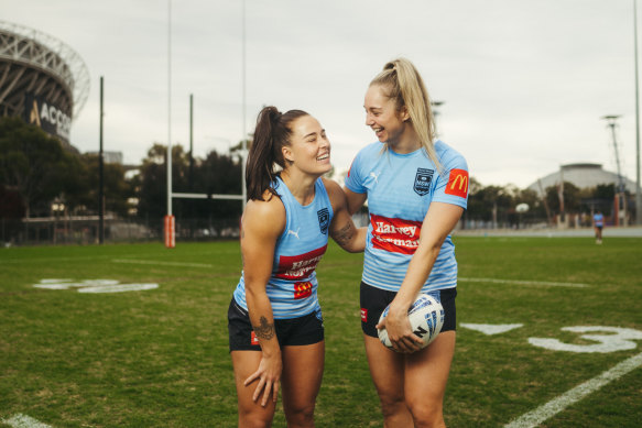Sky Blues co-captains Isabelle Kelly (left) and Kezie Apps.