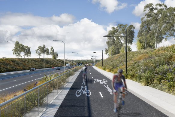 A shared bicycle and pedestrian path is proposed along the 16km M12 motorway