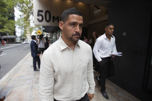 Cody Walker and Michael Chee Kam leave the US Consulate on Thursday.