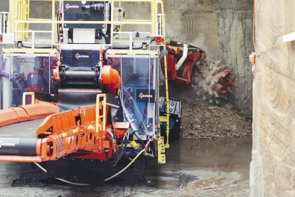 The 100-tonne road header began tunnelling on the second stage of the Western Harbour Tunnel at Cammeray.