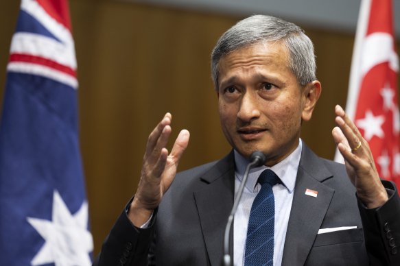 “Grave consequences”: Singapore Minister for Foreign Affairs Dr Vivian Balakrishnan in Canberra on Monday.