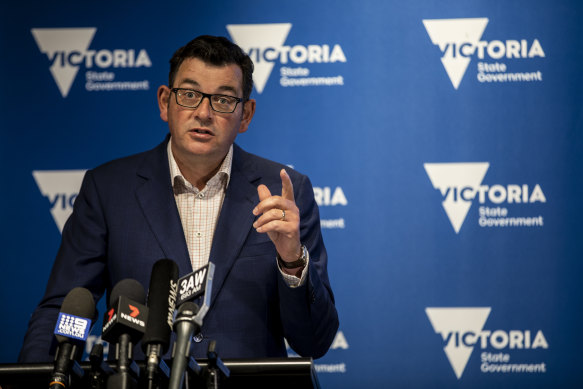 Daniel Andrews announcing the short, sharp lockdown on Friday.